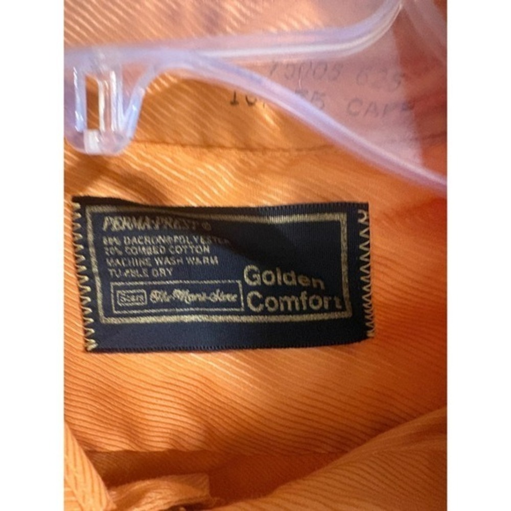 Vintage Sears Golden Comfort Orange Perma-Prest Dress Shirt 16.5 35 Retro 70s - Picture 4 of 5
